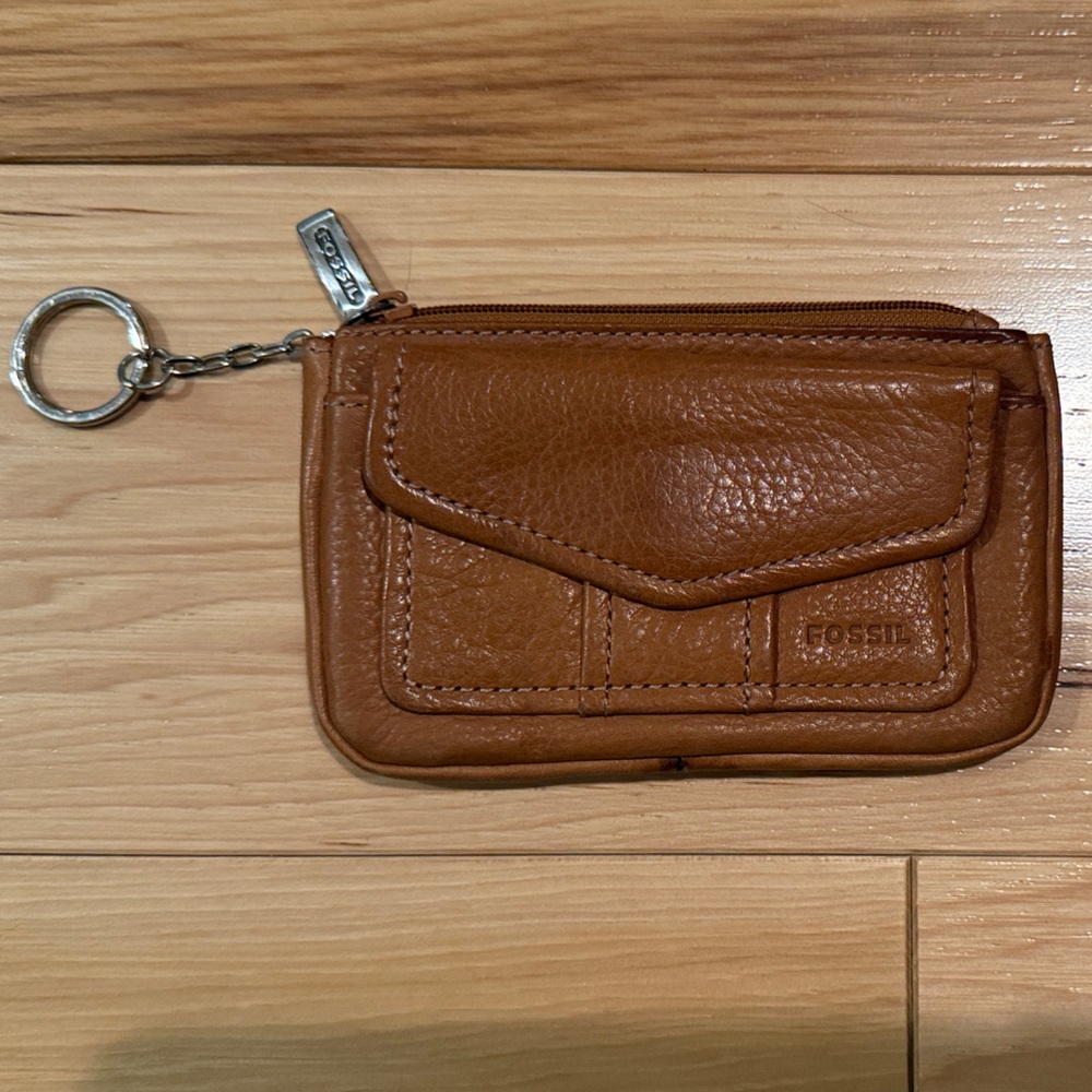 Fossil Tan Leather Keychain Wallet